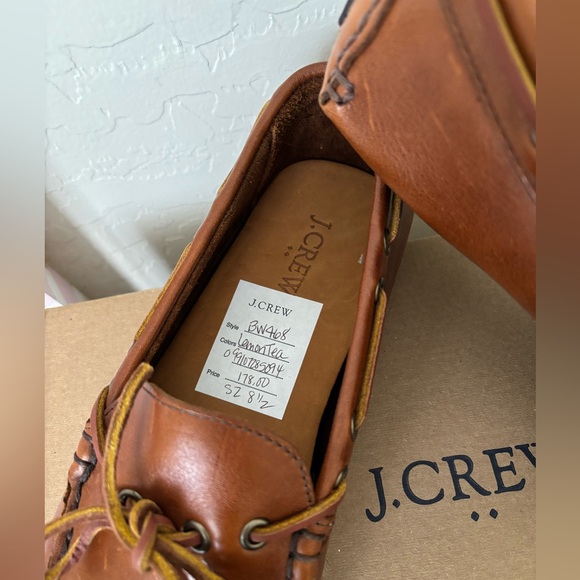 J. Crew Men's Lace Up Driving Moccasin Brown Leather Loafers - Picture 7 of 9